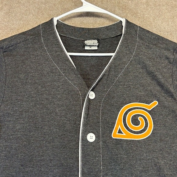 Naruto Team 7 Baseball Jersey Men's Medium Gray Button Up Ripple Junction 2007 - Picture 2 of 10